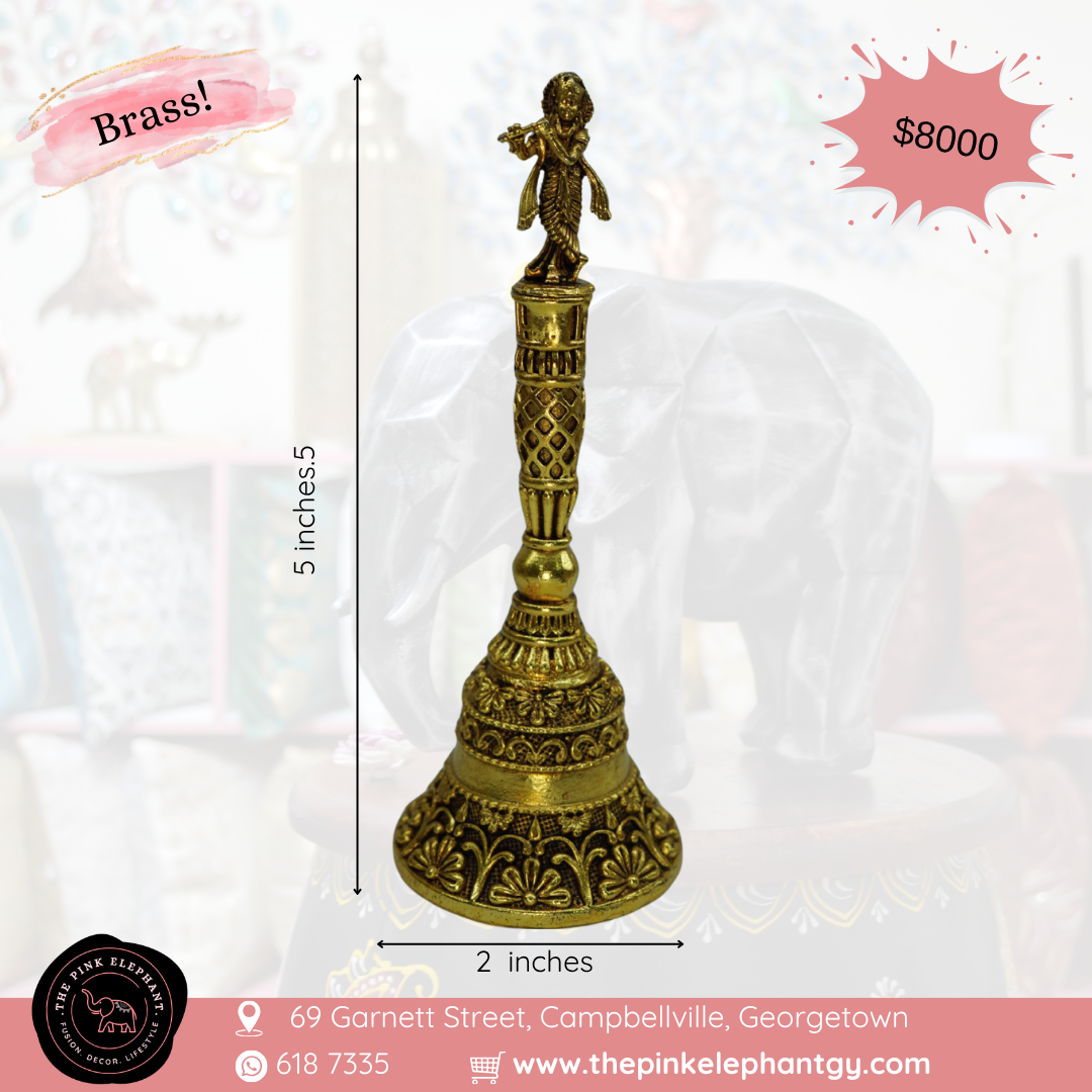 Brass Krishna Hand Bell 5.5"