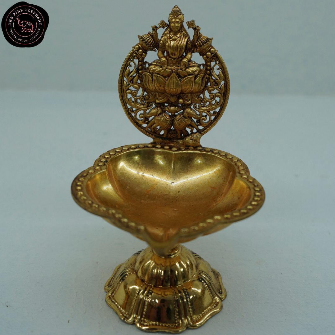 Brass Laxmi Diya Gold Finish