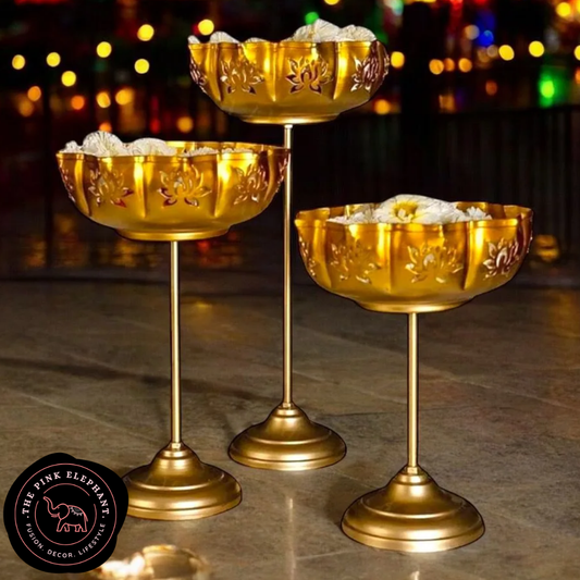 Lotus Cutout Bowl Urli on Stand (Single)