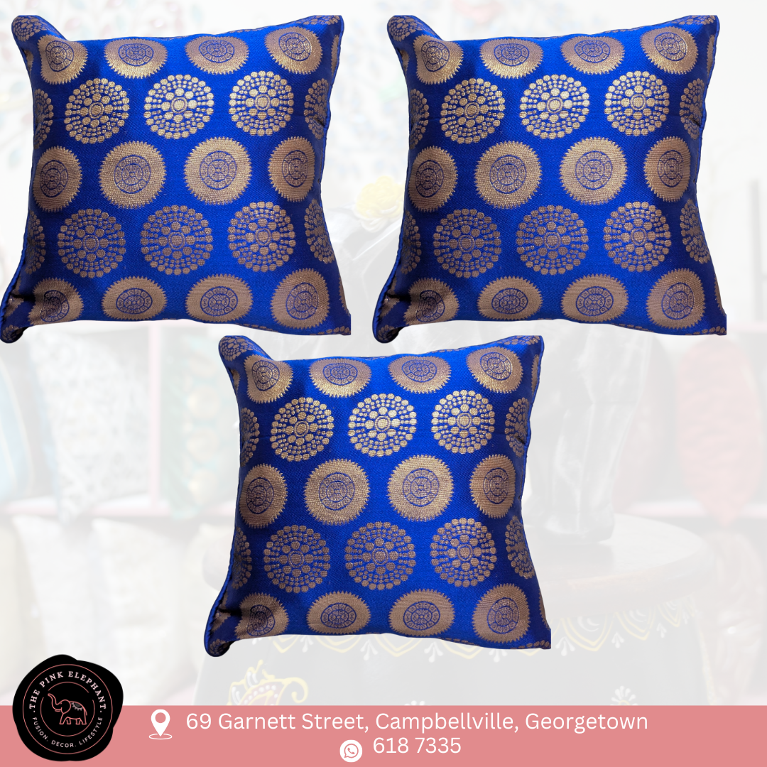 Mandala Blue Silk Cushion Cover