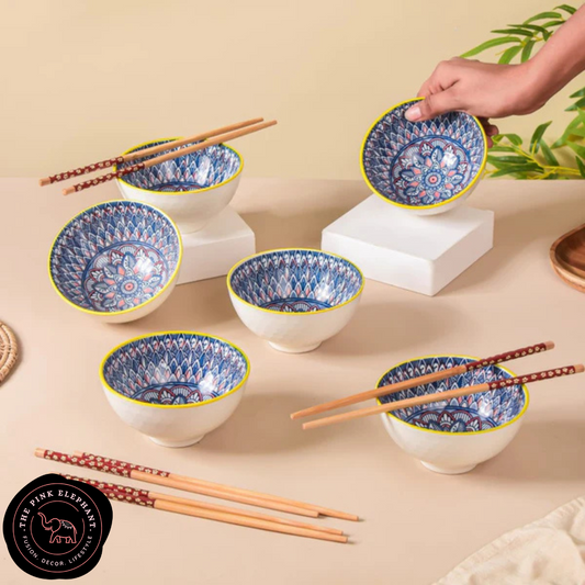 Asian-Inspired Ceramic Bowls  - Set of 2
