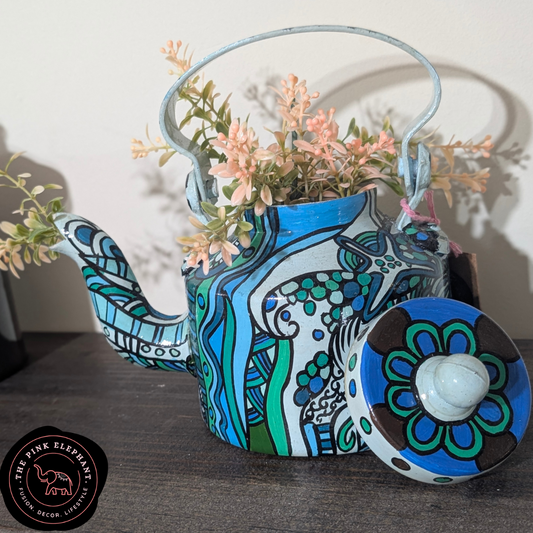 Hand-Painted Decorative Metal Kettle