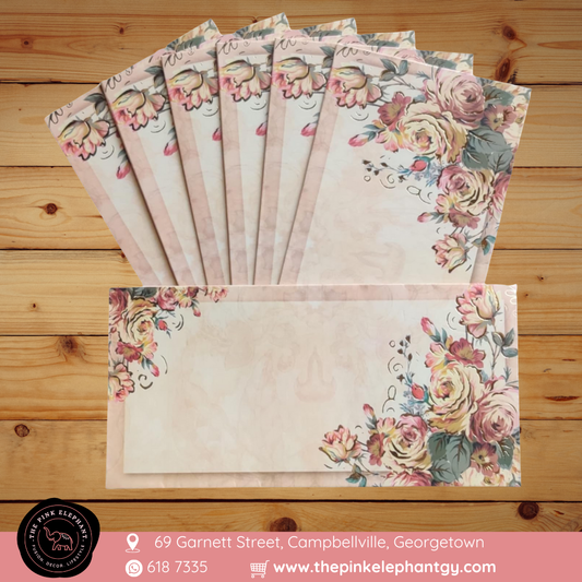 Floral Beige and Gold Embossed Envelope