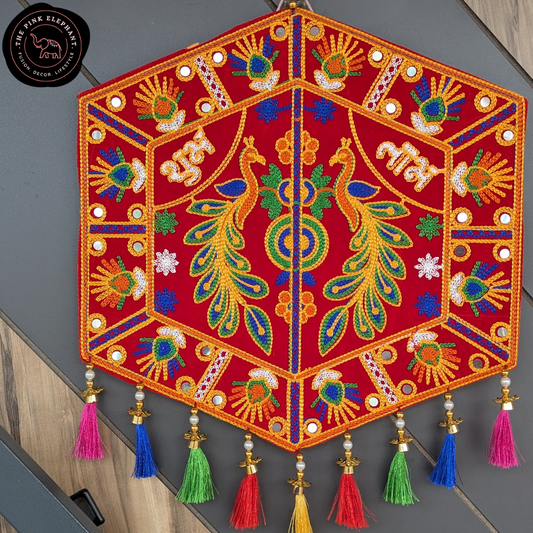 Peacock Hex Wall Hanging