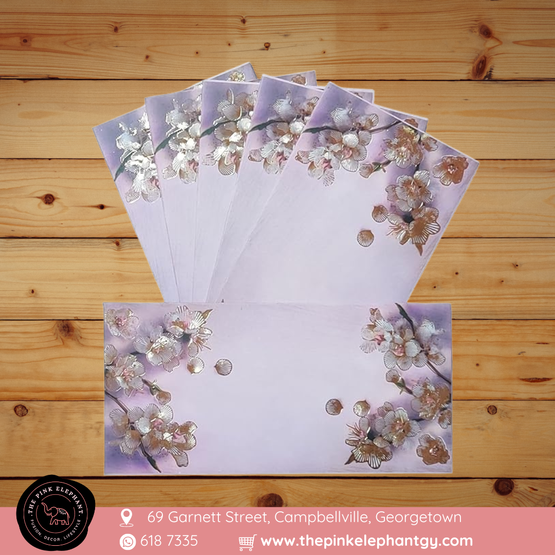 Floral Purple and Gold Embossed Envelope