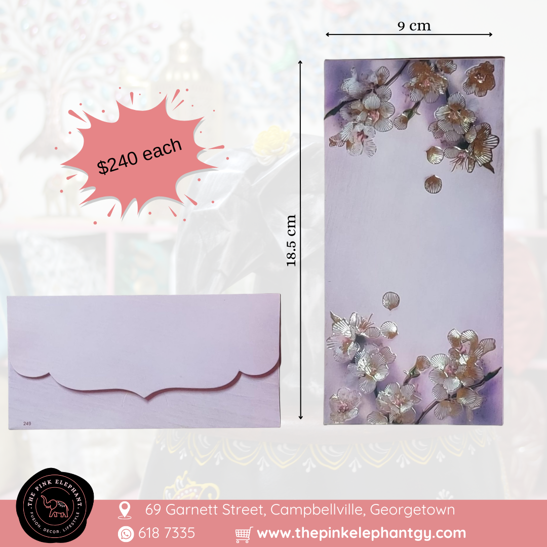Floral Purple and Gold Embossed Envelope