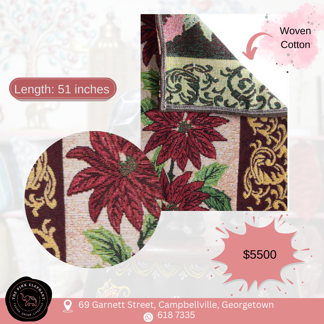 Red Poinsetta Table Runner