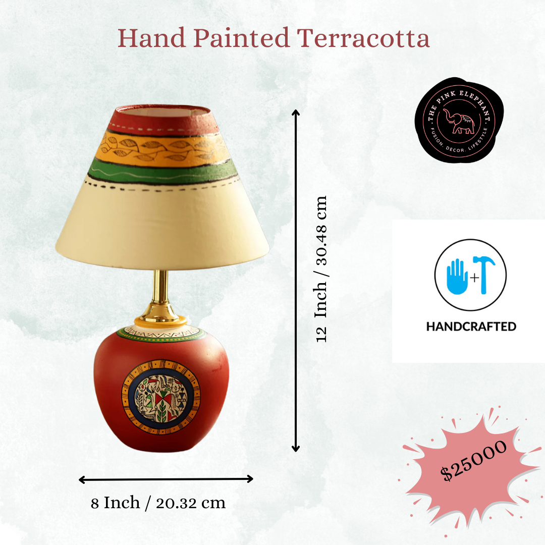Terracotta Clay Lamp - Red
