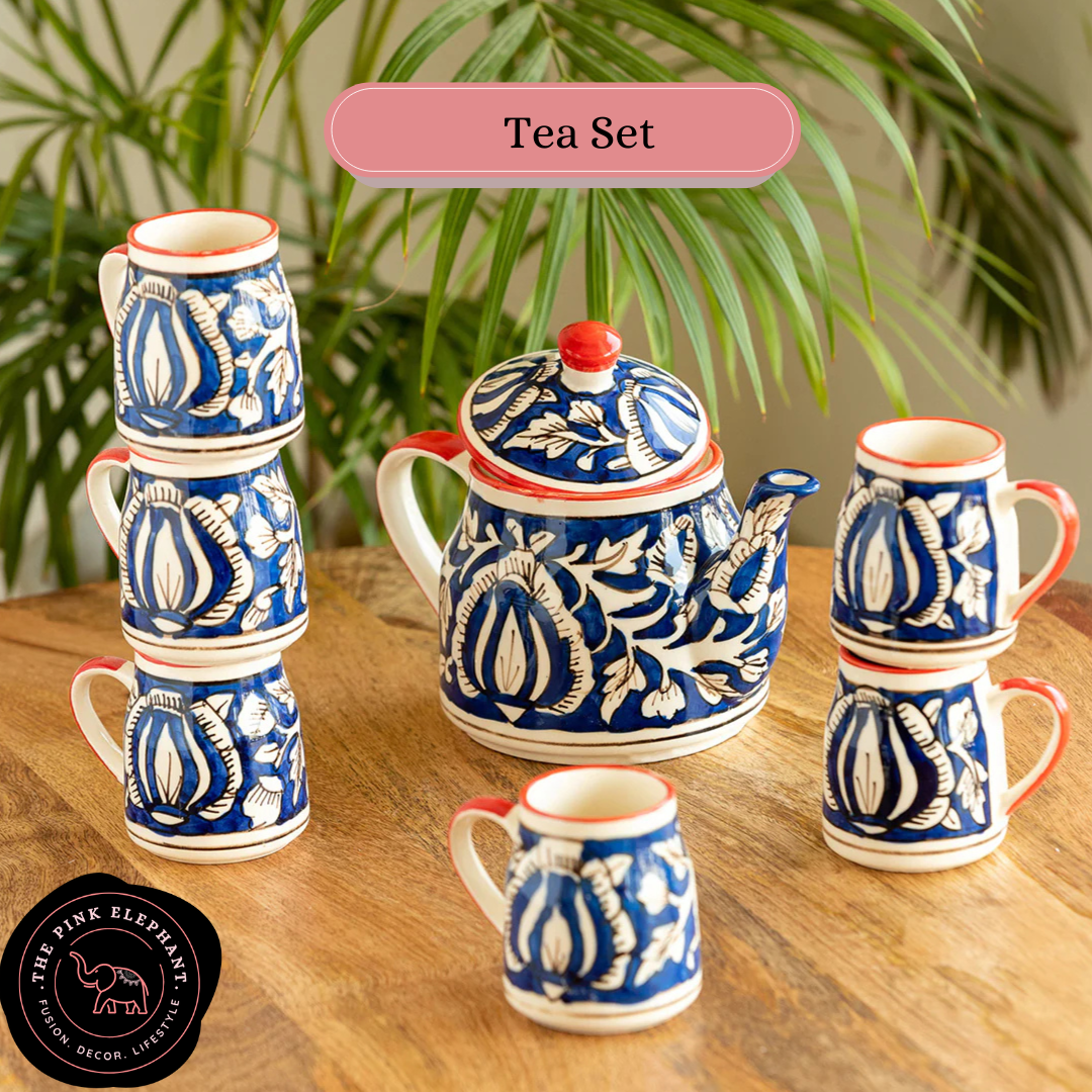 Blue Handpainted Tea Set