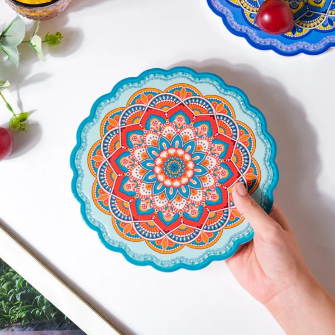 Round Blue and Green Trivet