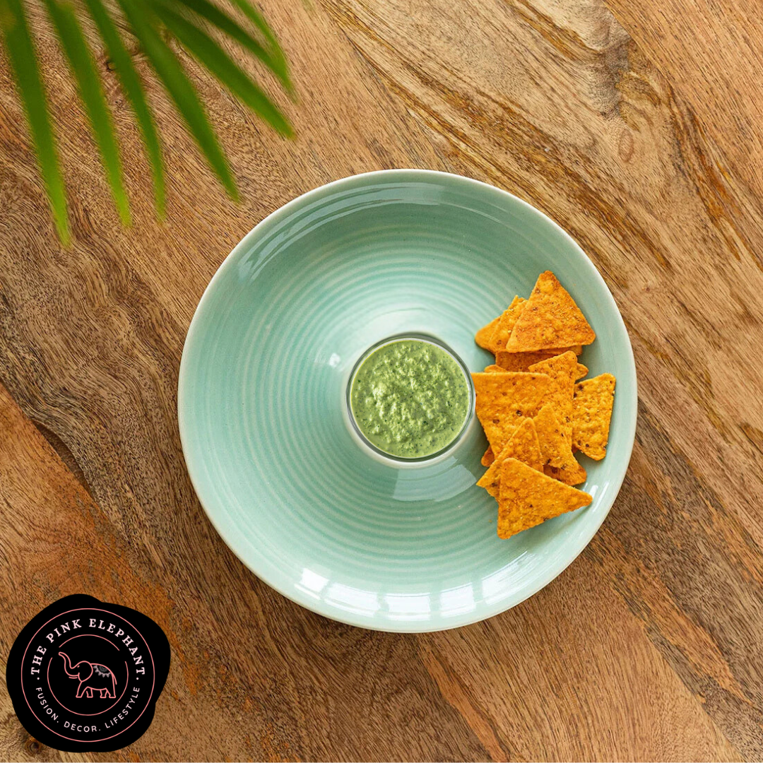 Sea Green Ceramic Chip and Dip Platter