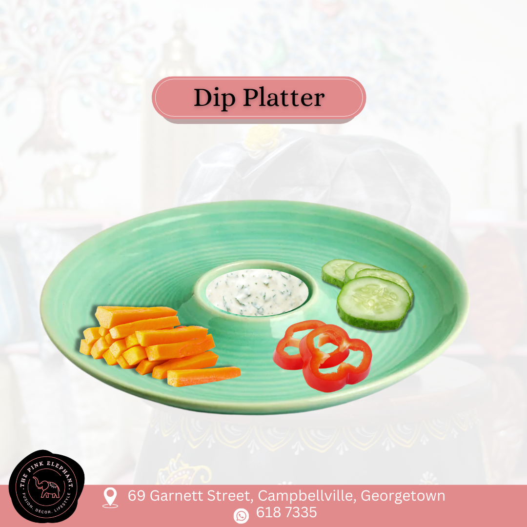 Sea Green Ceramic Chip and Dip Platter