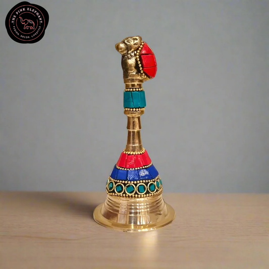 Small Brass Hand Bell with Stones