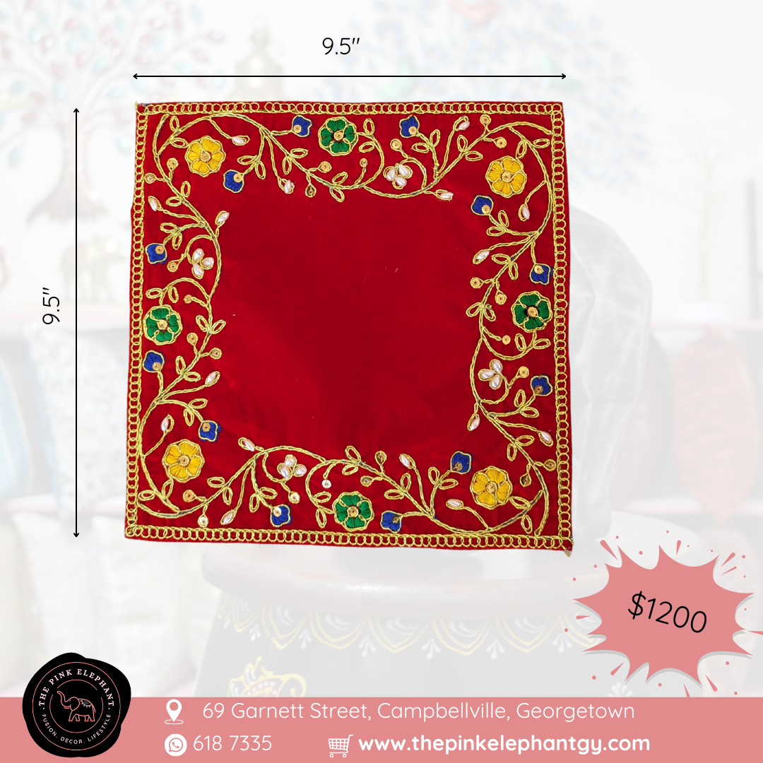 Small Square Red Puja/Aasan Cloth 9.5"