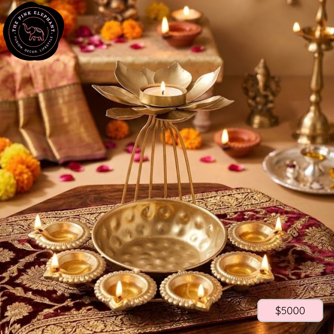 Lotus Top Tealight Diya Urli Bowl-small