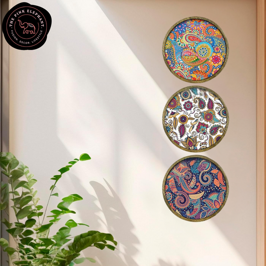Wooden Paisely Wall Plates