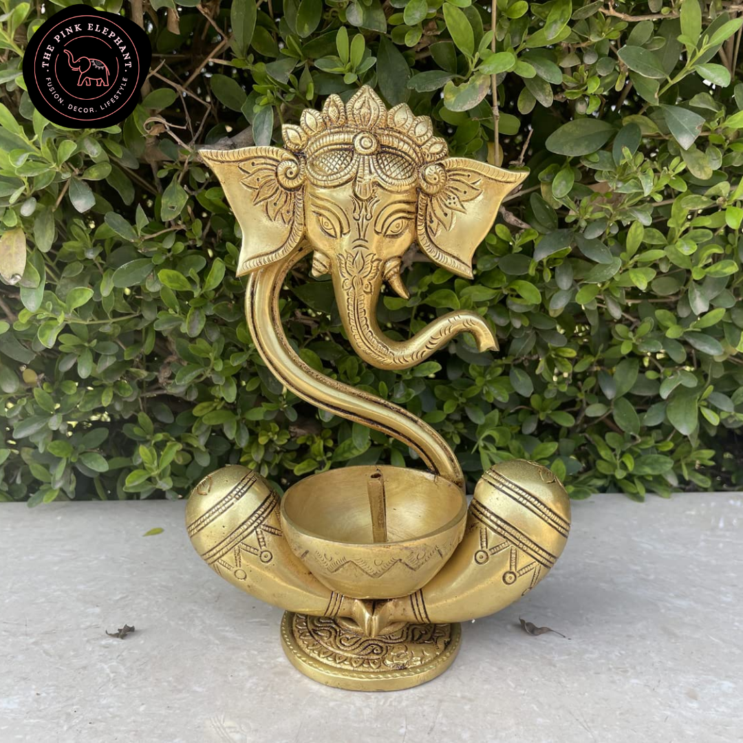 Watchful Brass Ganesh Diya