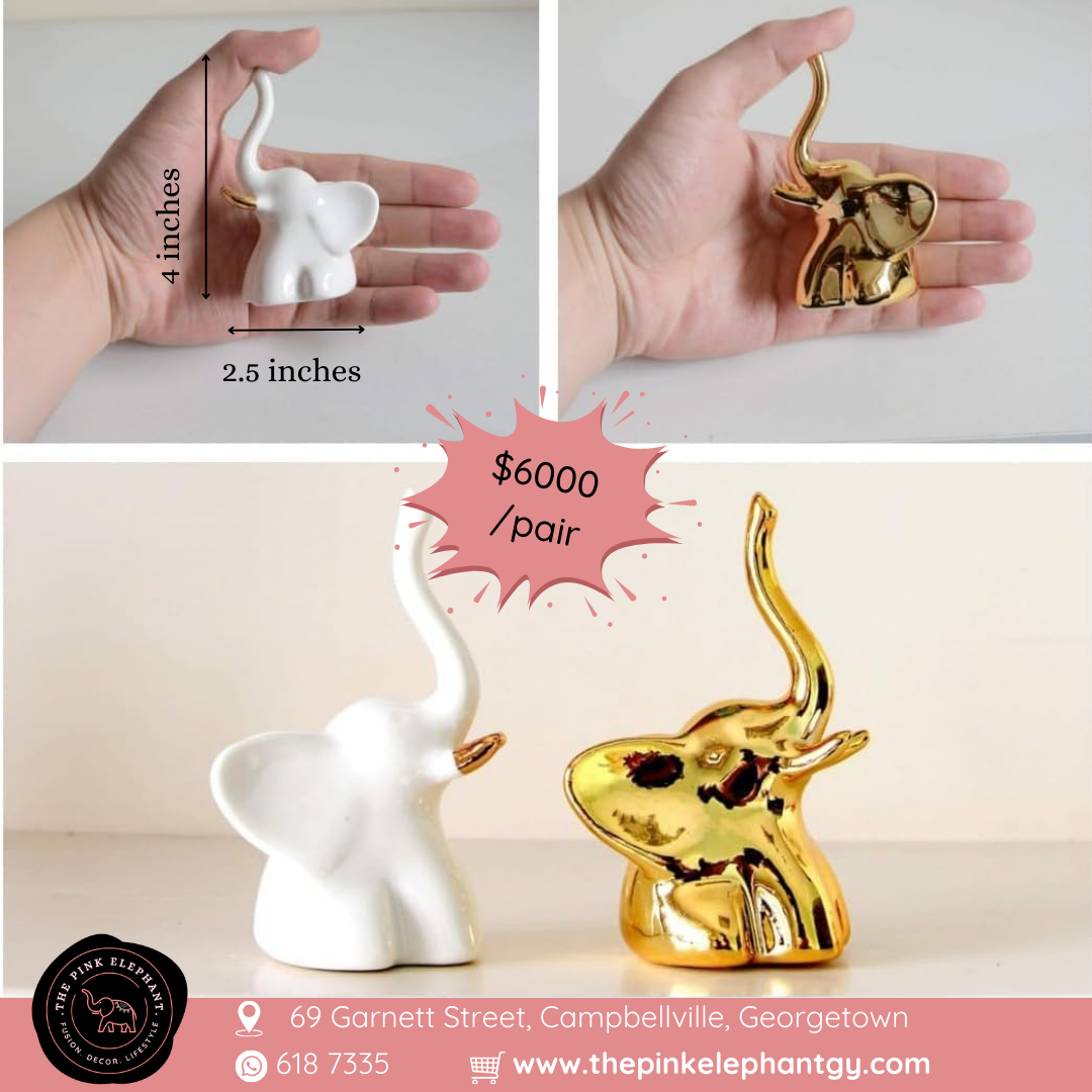 Mini Gold & White Elephant Set of 2