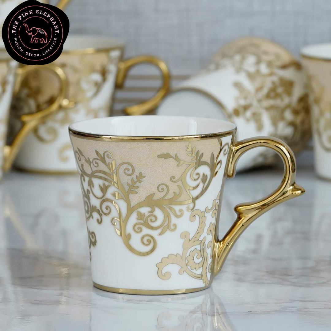 Regal White and Gold Trim Cup Set 6