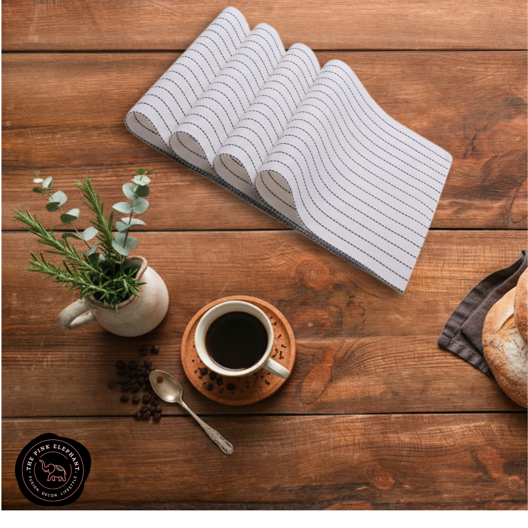 White w/ Black Vinyl Placemat