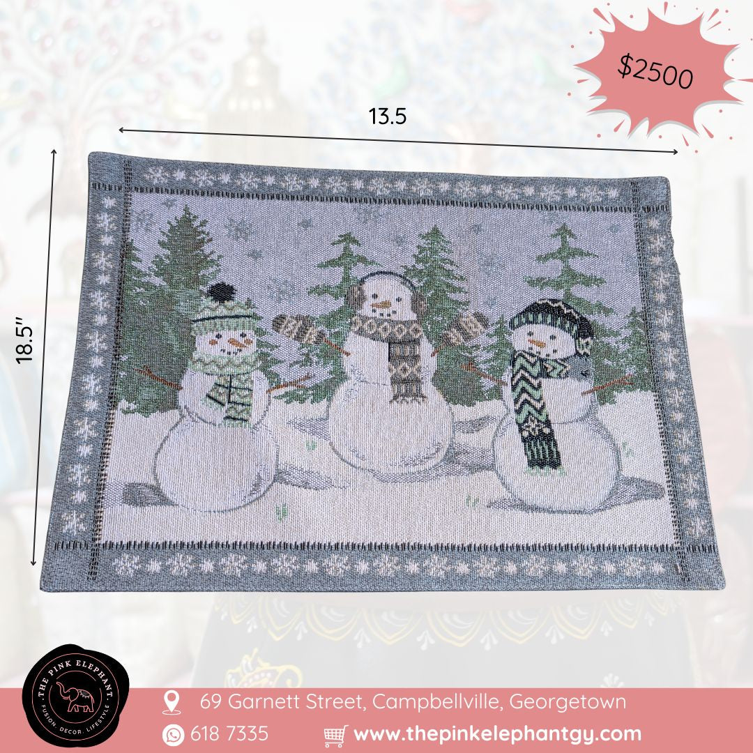 Blue Snowmen Christmas Placemat