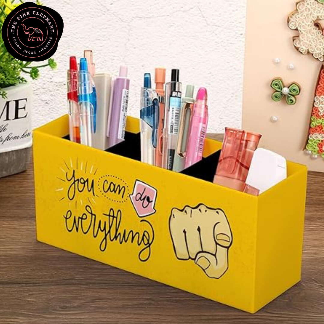 Yellow Three Section Desk Organiser