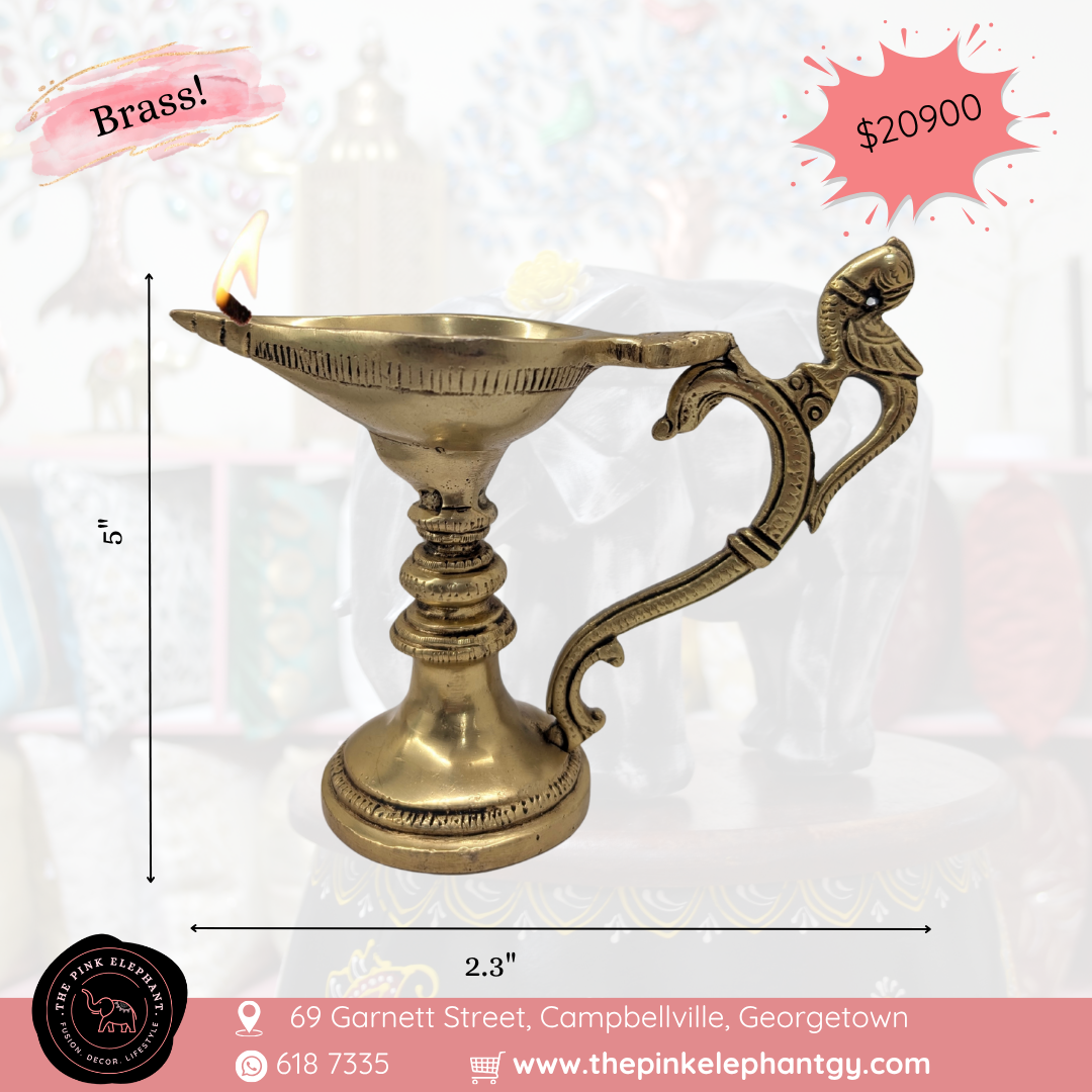 Brass Diya with Peacock Handle