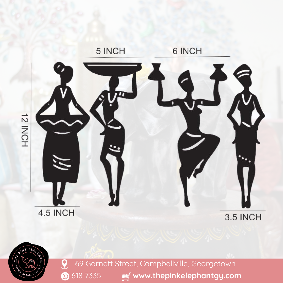 Tribal Ladies Wooden Wall Plaque - Black and Gold