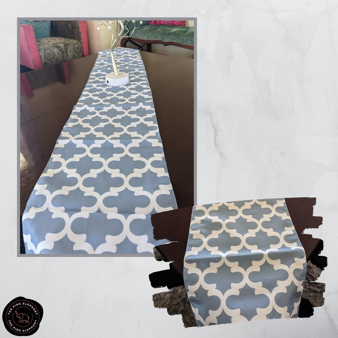 Grey Table Runner with Damask Motif
