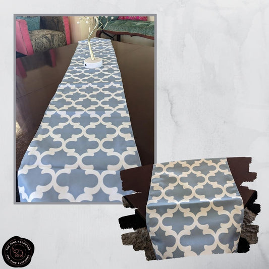 Grey Table Runner with Damask Motif