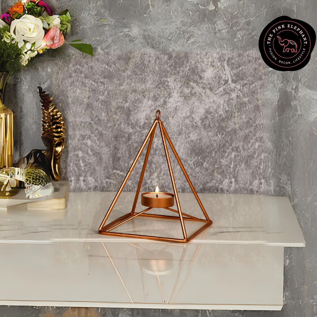 Rose Gold Pyramidal Candle Holder