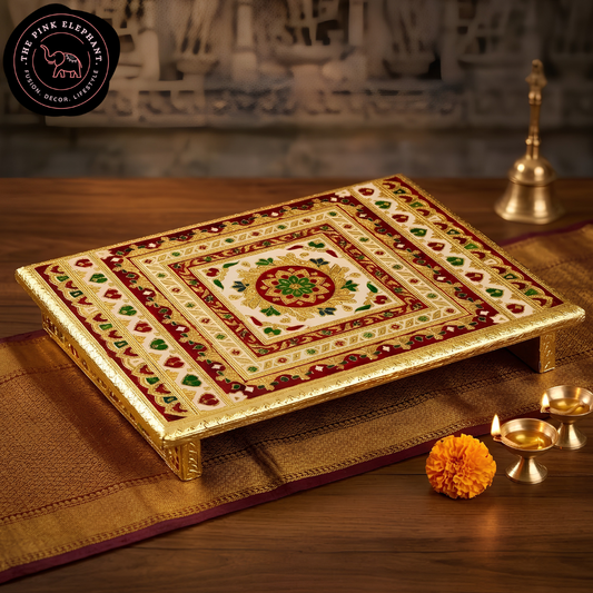 Patla Rajwadi Puja Table Chowki 15"x21"