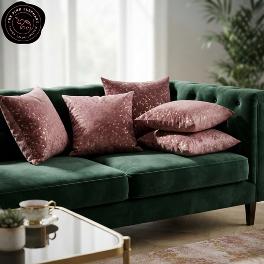 Pink and Gold Leaf Cushion Cover-24''
