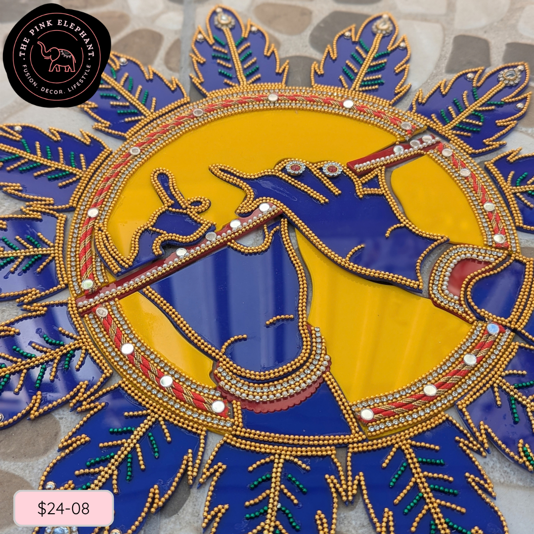 Krishna Flute Acrylic Rangoli 13" 24-08