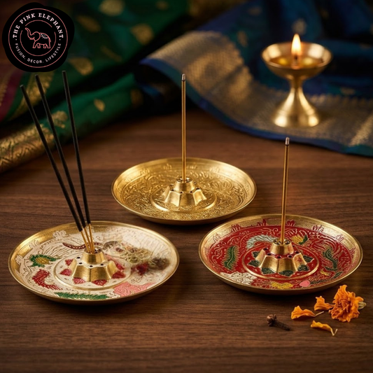 Brass Meenakari Etched Incense Holder