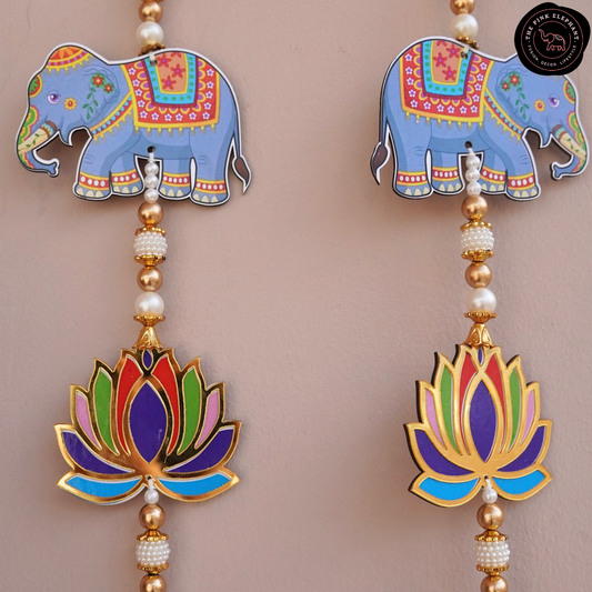 Blue Elephant Lotus Hanging - 3576