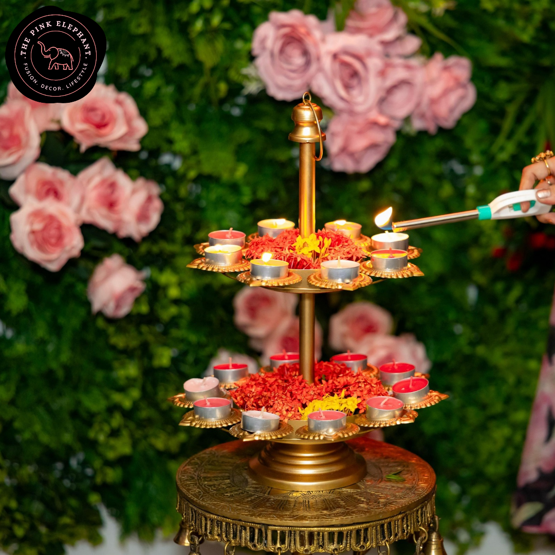 2 Tier Diya Urli Stand 16"