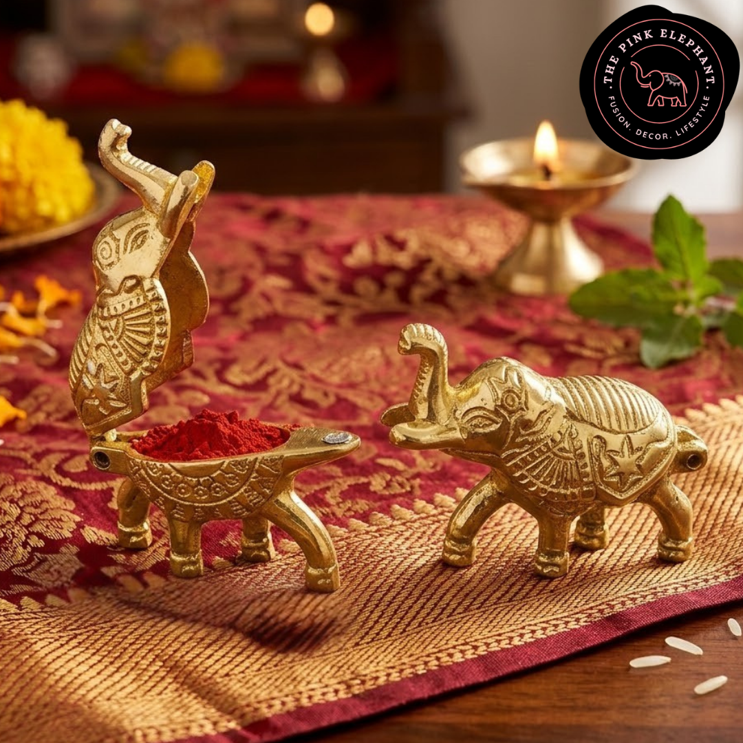 Brass Mini Elephant Sindoor Holder