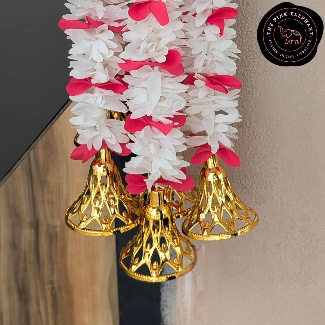 White Jasmine Hanging w Bell 4076 pink
