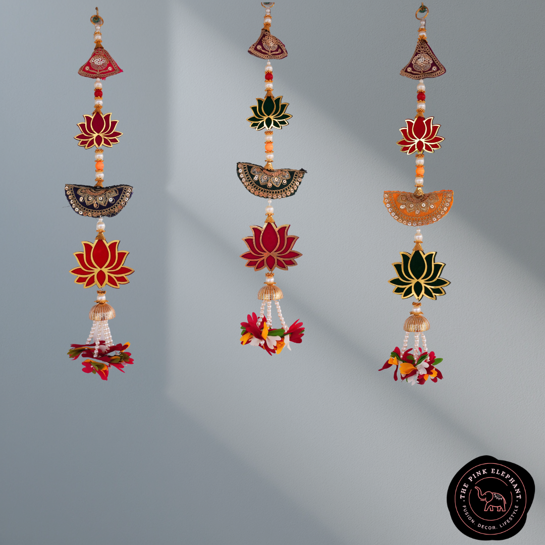 Mehendi Lotus Hanging -4543 (Pink and Blue)