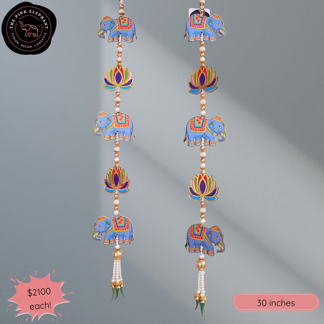Blue Elephant Lotus Hanging - 3576