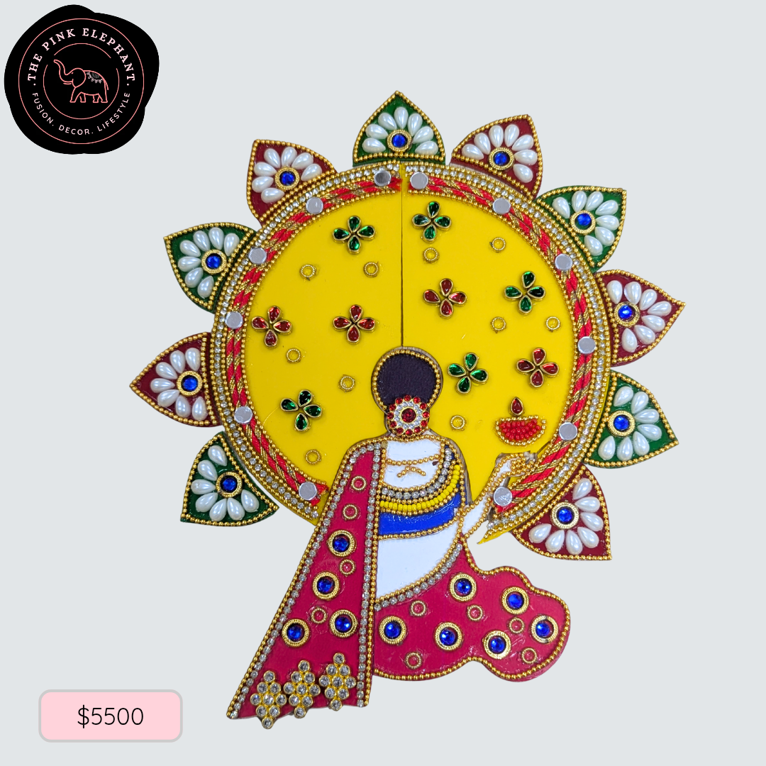 Devotional Diwali Lady 8" Acrylic Rangoli 24-10