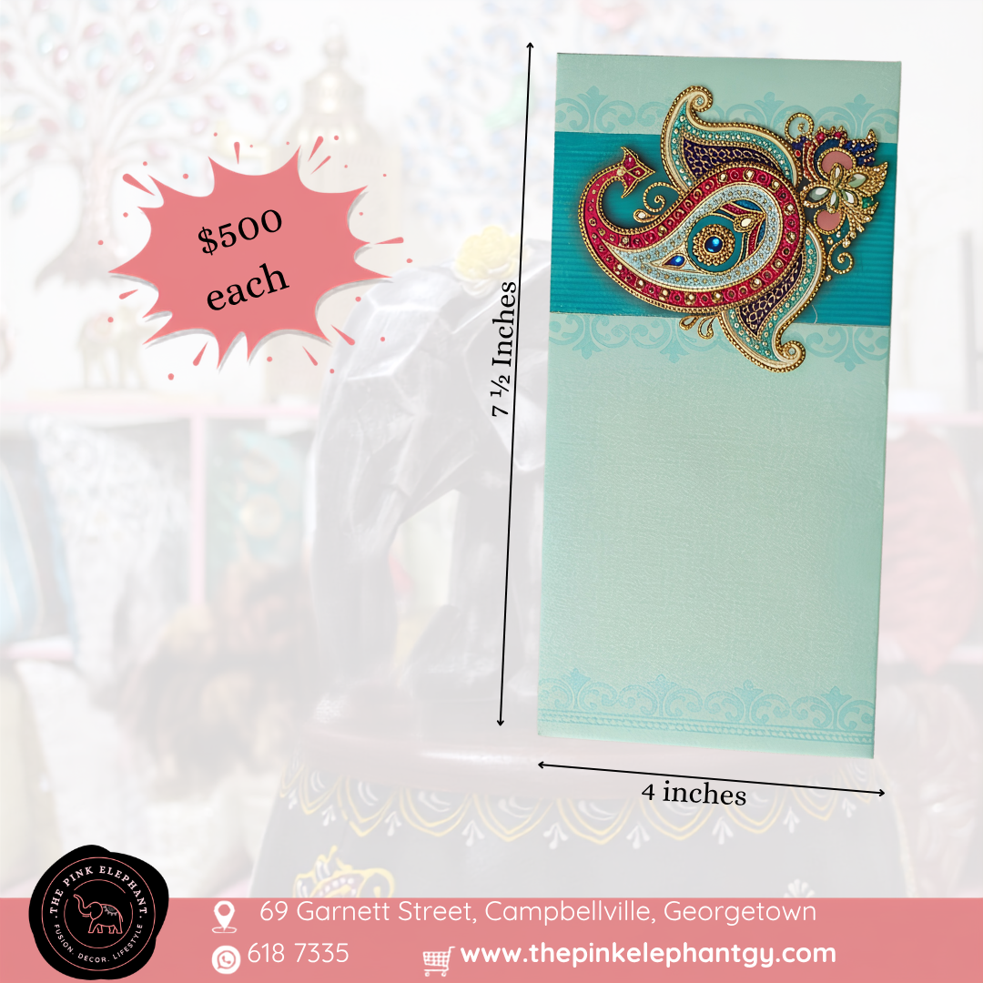 Teal Paisley Envelope with 3D Pop Up