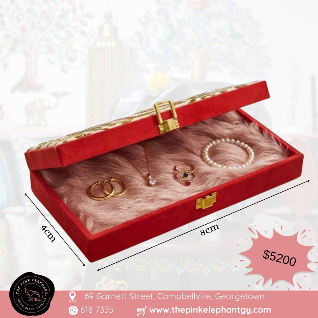 The Crimson Elephant Fur-Lined Jewelry Box