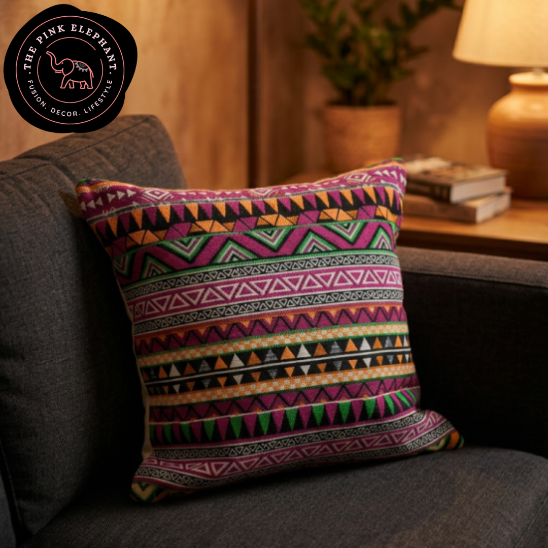 Jacquard Purple Tribal Cushion Cover