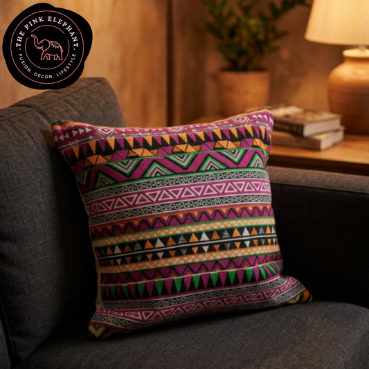 Jacquard Purple Tribal Cushion Cover