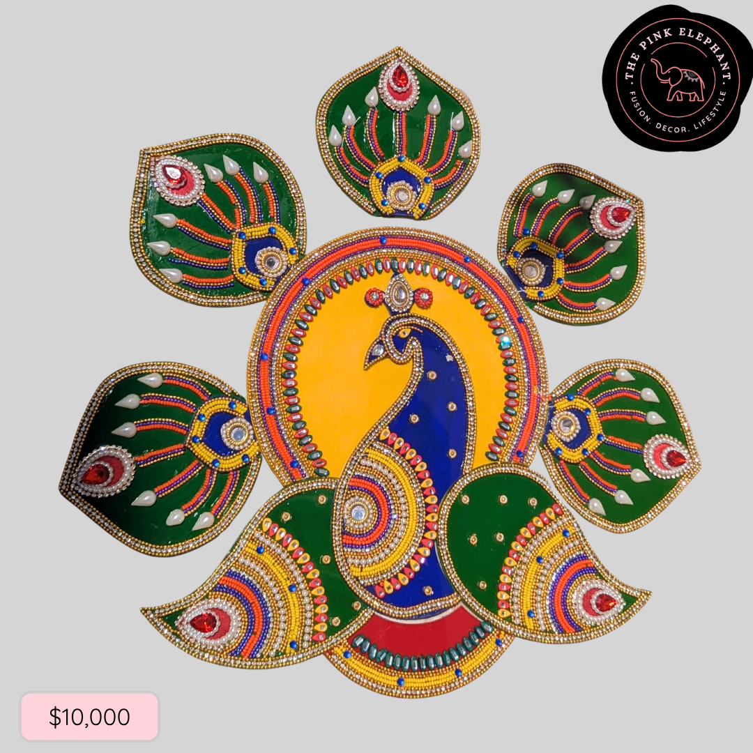 Large Blue Peacock Acrylic Rangoli 25-35