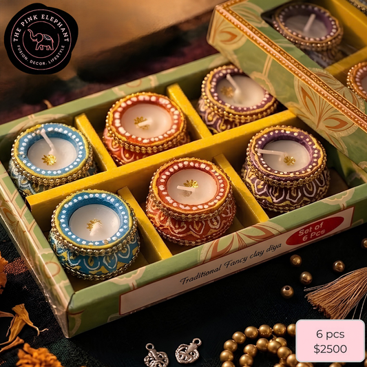 Terracotta Wax Matki Diya Set 6 D62