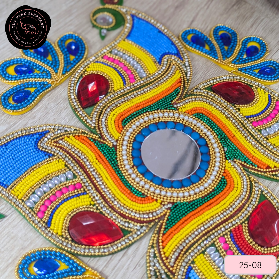 Blue Peacock Acrylic  Rangoli 12" 25-08