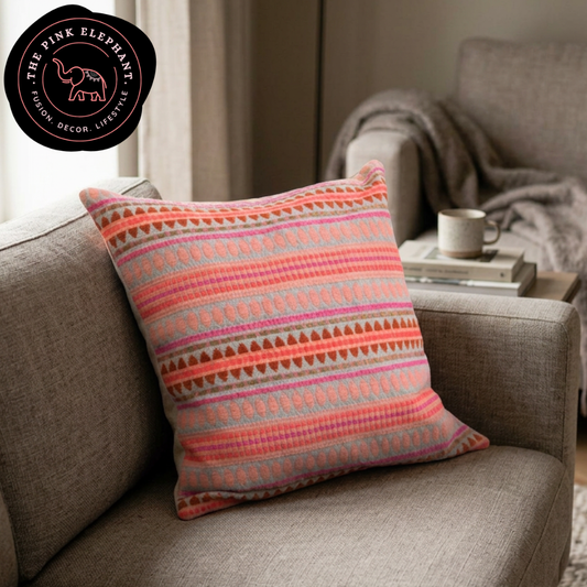 Jacquard Neon Pink and Orange Cushion Cover